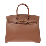 HERMES エルメス バーキン 35 ゴールド ゴールド金具 □F刻印(2002年頃) ユニセックス クシュベル ハンドバッグ Aランク 中古 銀蔵