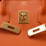Hermes Hermes Burkin 35 Orange Gold Bracket □ P Engraved (around 2012) Unisex Voepson Handbags AB Rank Used Silgrin