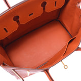 Hermes Hermes Burkin 35 Orange Gold Bracket □ P Engraved (around 2012) Unisex Voepson Handbags AB Rank Used Silgrin