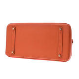 Hermes Hermes Burkin 35 Orange Gold Bracket □ P Engraved (around 2012) Unisex Voepson Handbags AB Rank Used Silgrin