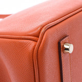 Hermes Hermes Burkin 35 Orange Gold Bracket □ P Engraved (around 2012) Unisex Voepson Handbags AB Rank Used Silgrin