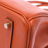 Hermes Hermes Burkin 35 Orange Gold Bracket □ P Engraved (around 2012) Unisex Voepson Handbags AB Rank Used Silgrin