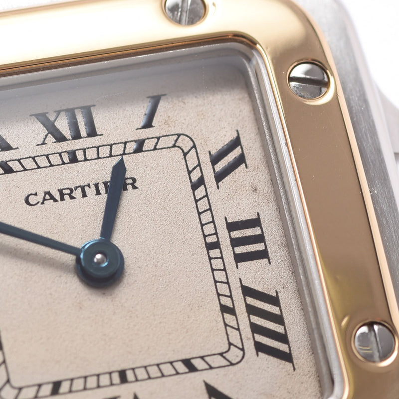 Cartier Cartier Cartier Santos Garbe SM旧扣W20011C4女士SS Watch Quartz Ivory Dial Ab AB等级使用Ginzo