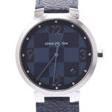 LOUIS VUITTON ルイヴィトン タンブール QA026 メンズ SS/革 腕時計 クオーツ 青（ダミエグラフィット柄）文字盤 Aランク 中古 銀蔵