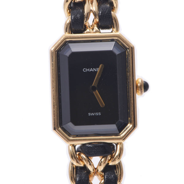 CHANEL Chanel Premiere Size M Ladies GP/Leather Watch Quartz Black Dial AB Rank used Ginzo