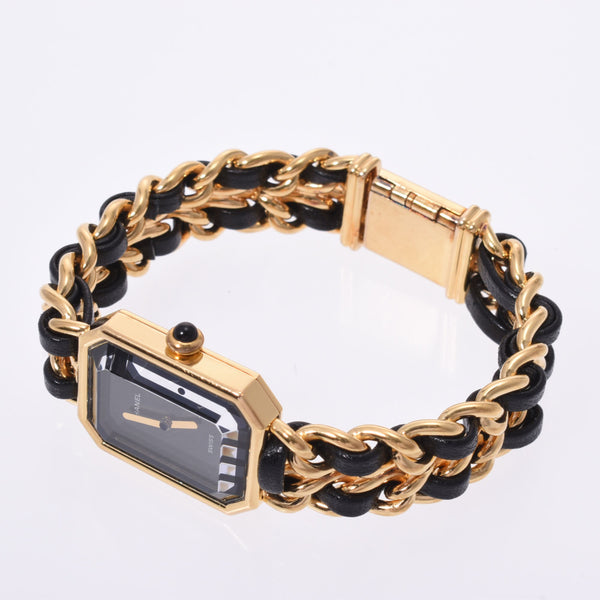 CHANEL Chanel Premiere Size M Ladies GP/Leather Watch Quartz Black Dial AB Rank used Ginzo