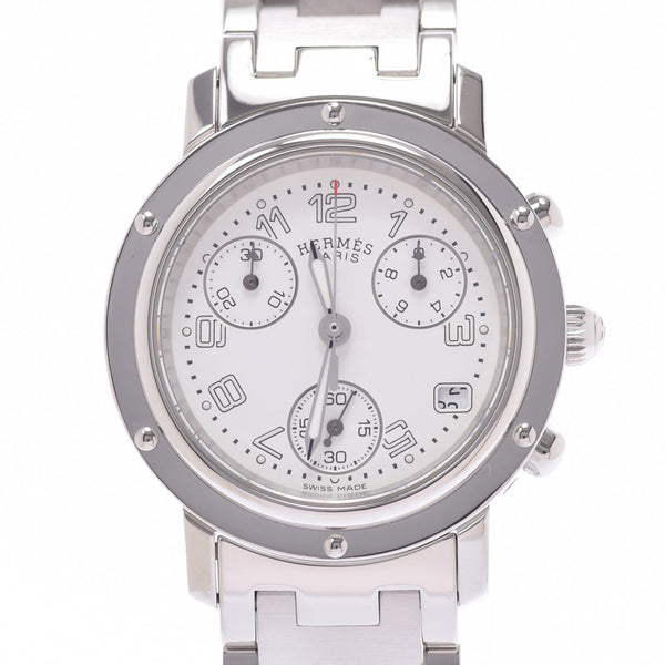 HERMES HERMES CLIPPER CHRONO CL1.310男孩SS观看石英白色拨号A级使用Ginzo