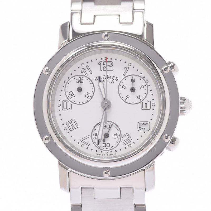 HERMES HERMES CLIPPER CHRONO CL1.310男孩SS观看石英白色拨号A级使用Ginzo