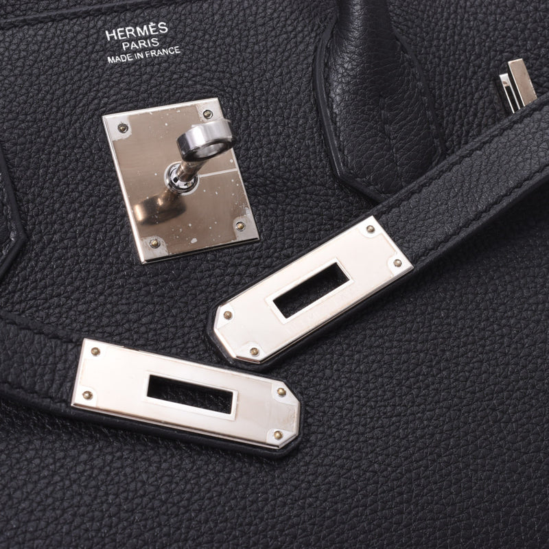 Ginzo Used Hermes Birkin 30 A engraved (around 2017) Black palladium metal fittings Togo handbag [Mother's Day Recommended]