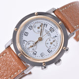 HERMES Hermes Clipper Chrono CL1.320 Boys SS/GP/Leather Watch Quartz White Dial AB Rank Used Ginzo