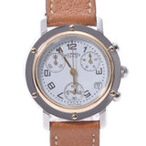 HERMES HERMES CLIPPER CHRONO CL1.320男孩SS/GP/Leather Watch Quartz White Dial AB级使用Ginzo