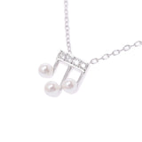 MIKIMOTO ミキモト 音符モチーフ 3粒パール レディース K18WG ネックレス Aランク 中古 銀蔵