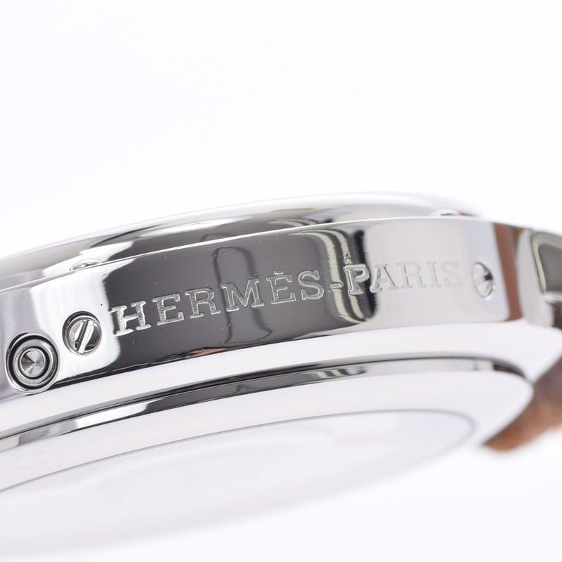 HERMES Hermes Clipper GMT Dubletour Power Reserve CL5.710 Men's SS/Leather Watch Automatic White Dial AB Rank Used Ginzo