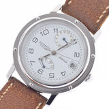 HERMES Hermes Clipper GMT Dubletour Power Reserve CL5.710 Men's SS/Leather Watch Automatic White Dial AB Rank Used Ginzo