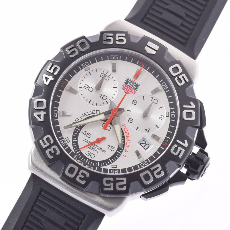 TAG HEUER Taghoier Formula 1 Chronograph CAH1111 Men's SS/Rubber Watch Quartz Silver Dial A Rank used Ginzo