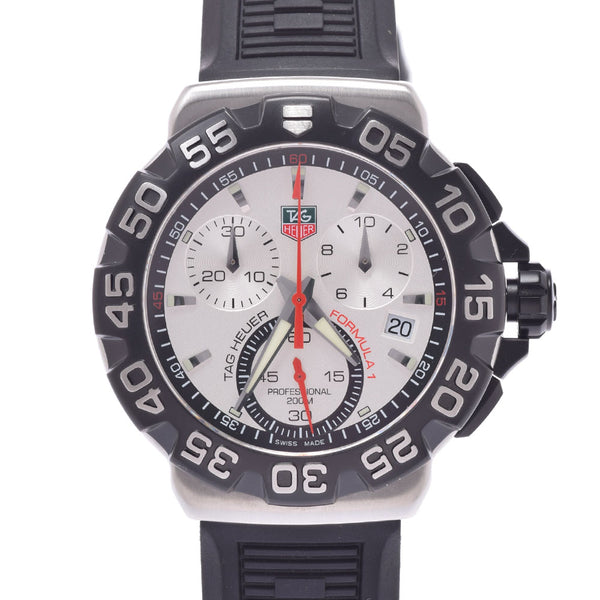 TAG HEUER Taghoier Formula 1 Chronograph CAH1111 Men's SS/Rubber Watch Quartz Silver Dial A Rank used Ginzo