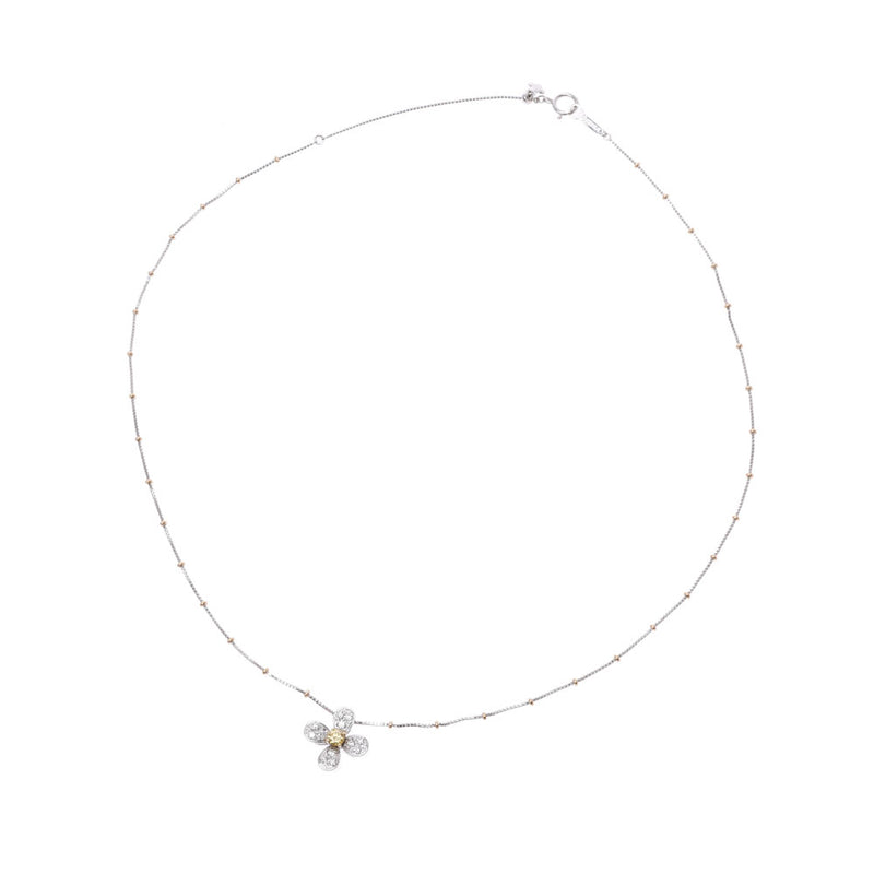TASAKI Tasaki Yellow Diamond 0.32ct Flower Motif Ladies K18WG Necklace A Rank used Ginzo