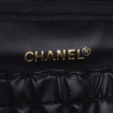 CHANEL Chanel Vico Roles horizontal Vanity Bag Black Gold Bracket Ladies Calf Handbag A Rank used Ginzo