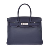 爱马仕爱马仕·伯金（Hermes Hermes Birkin）30蓝色NUY银支d（2019年左右）女士多哥手提包A级使用Ginzo