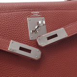 HERMES HERMES HERMES KELLY 28 INNER SEWING 2WAY BAG SIENNE银支□M雕刻（2009年左右）女士Togo手提包A级使用Ginzo