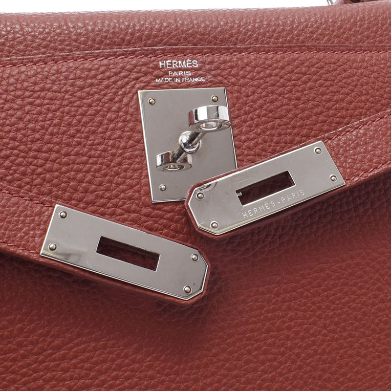 HERMES HERMES HERMES KELLY 28 INNER SEWING 2WAY BAG SIENNE银支□M雕刻（2009年左右）女士Togo手提包A级使用Ginzo