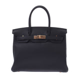 HERMES Hermes Birkin 30 Black Rose Gold Bracket Y engraved (around 2020) Ladies Togo Handbag Unused Ginzo