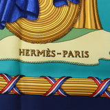 HERMES エルメス カレ LIBERTE EGALITE FRATERNITE/フランス革命を記念して 青系 レディース シルク100％ スカーフ Bランク 中古 銀蔵