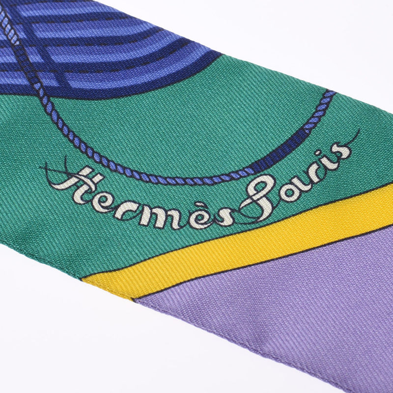 HERMES Hermes Twilly New Tag click/Modern Kanage Purple/Green Ladies Silk 100 % Scarf A Rank used Ginzo