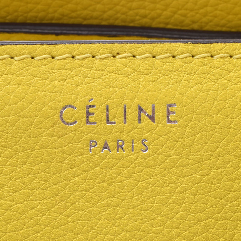 CELINE セリーヌ ラゲージ マイクロショッパー 黄 レディース カーフ ハンドバッグ ABランク 中古 銀蔵