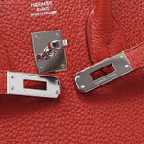 HERMES エルメス バーキン 25 ルージュカザック(赤) シルバー金具 □P刻印(2012年頃) レディース トゴ ハンドバッグ Aランク 中古 銀蔵