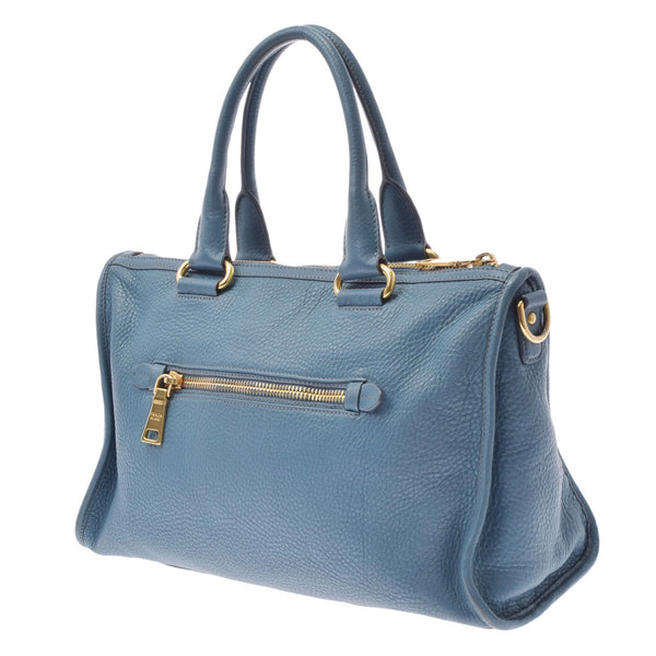 PRADA Prada 2WAY Blue BL0805 Ladies Calf Handbag B Rank used Ginzo