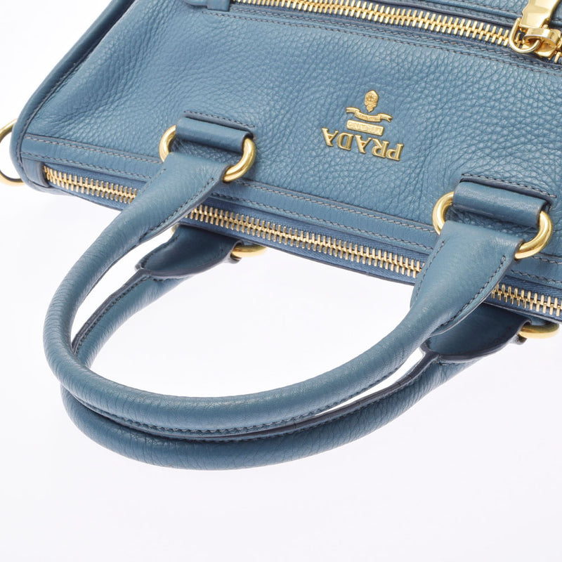 PRADA Prada 2WAY Blue BL0805 Ladies Calf Handbag B Rank used Ginzo