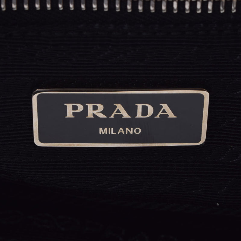 Prada Prada 2way几何图案灰色/黑色B​​2052A女士帆布皮革手提包AB级使用Ginzo