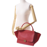 Celine Celine Traps 2way Red Ladies Calf/Suede Handbag AB Rank Used Ginzo