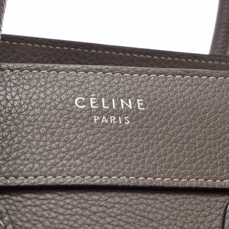 CELINE セリーヌ ラゲージ マイクロショッパー グレージュ系 レディース カーフ ハンドバッグ ABランク 中古 銀蔵