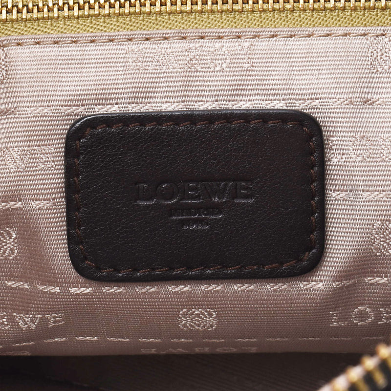 Loewe Loewe徽标按下深棕色金色支架男女CALF肩带B级二手Ginzo