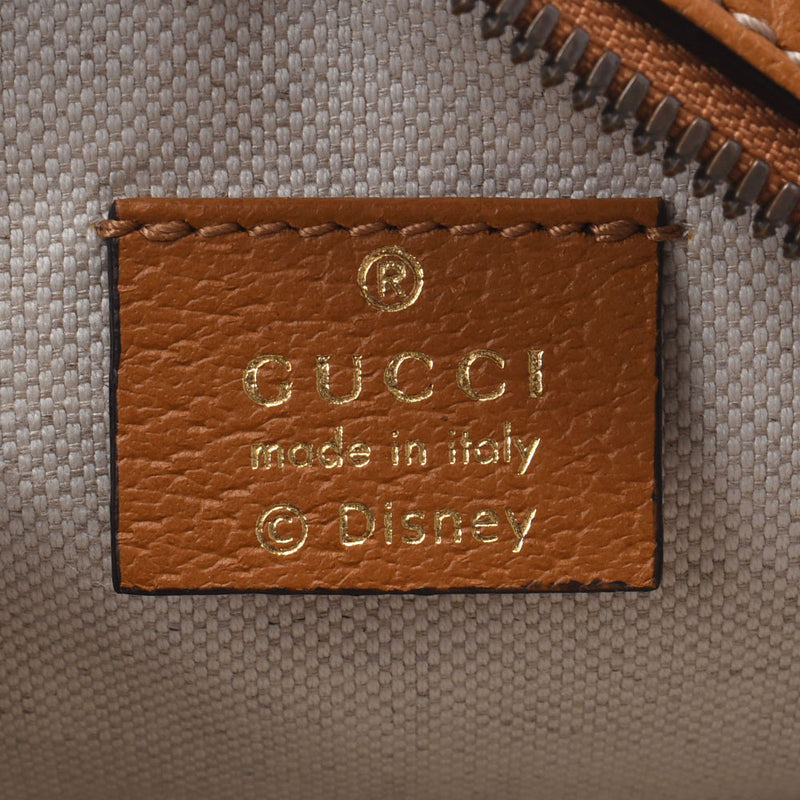 Gucci Gucci合作圆形形式棕色古董金色金牌603938女士PVC CALF肩袋A等级使用Ginzo