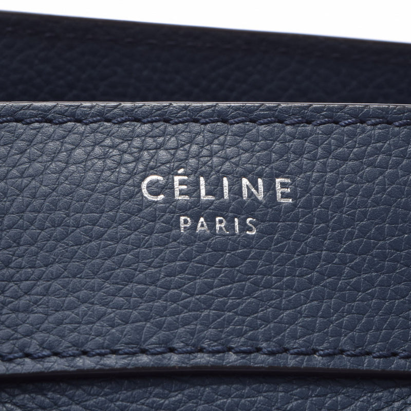 CELINE セリーヌ ラゲージ マイクロショッパー 紺 レディース カーフ ハンドバッグ ABランク 中古 銀蔵