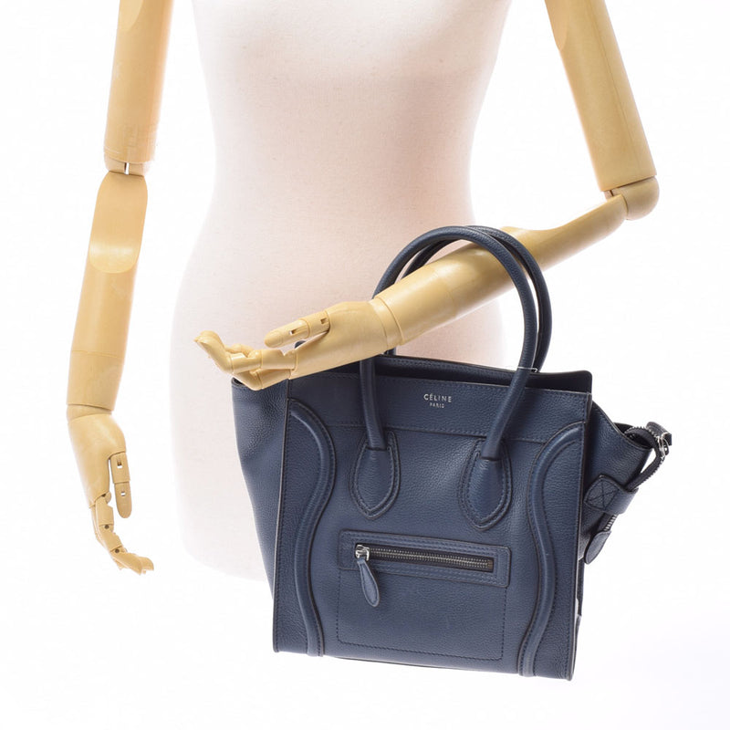 Celine Lague Micro Shopper Navy blue ladies handbag Celine used