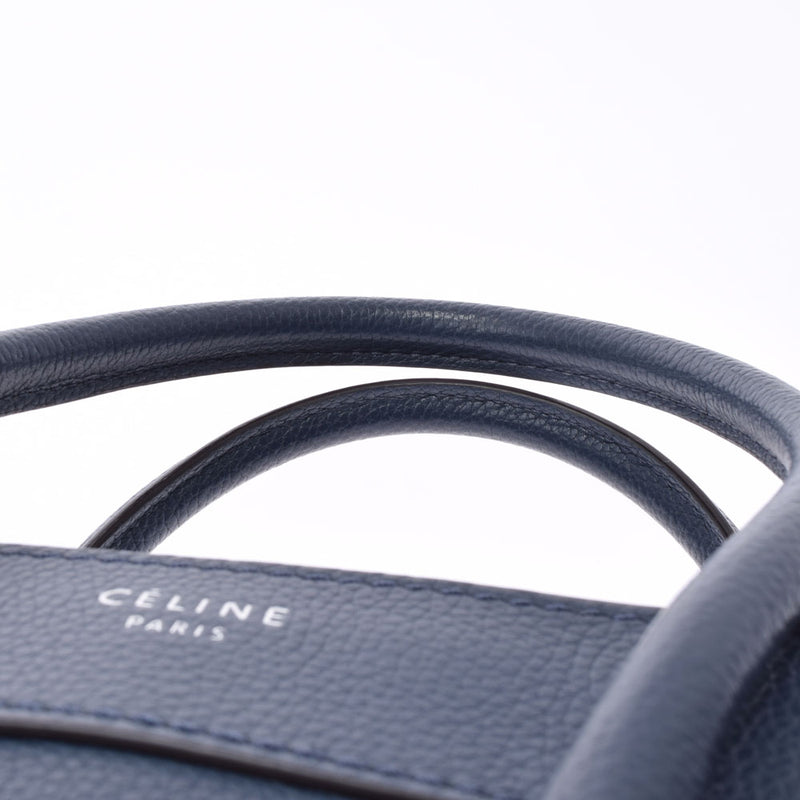 CELINE セリーヌ ラゲージ マイクロショッパー 紺 レディース カーフ ハンドバッグ ABランク 中古 銀蔵