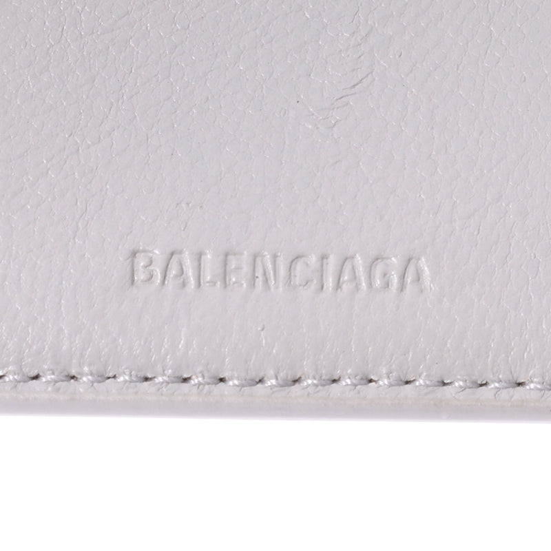 BALENCIAGA Balenciaga embossed compact wallet white 640107 Unisex calf three -fold wallet B rank used Ginzo