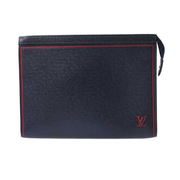 LOUIS VUITTON Louis Vuitton Taiga Pochette Voyage GM Blue Marine M63394 Men's Leather Clutch Bag B Rank used Ginzo