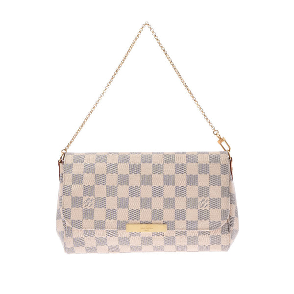 LOUIS VUITTON Louis Vuitton Damier Azur Fay Borit MM 2WAY Bag White N41275 Ladies Dami Air Zulu Canvas Shoulder Bag AB Rank Used Ginzo