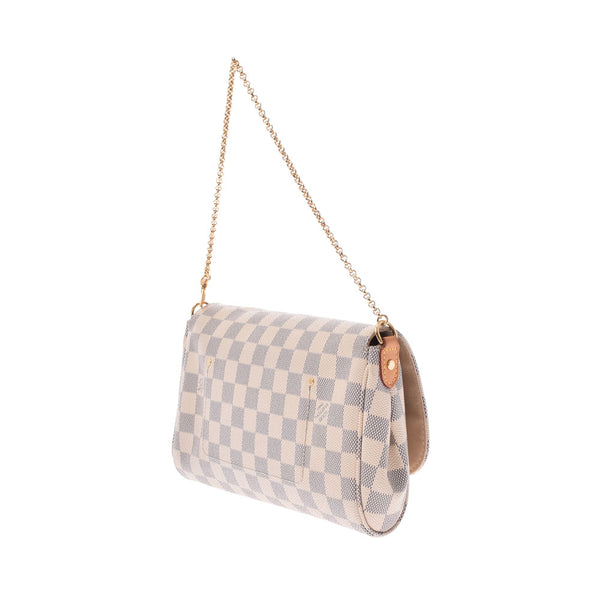 LOUIS VUITTON Louis Vuitton Damier Azur Fay Borit MM 2WAY Bag White N41275 Ladies Dami Air Zulu Canvas Shoulder Bag AB Rank Used Ginzo