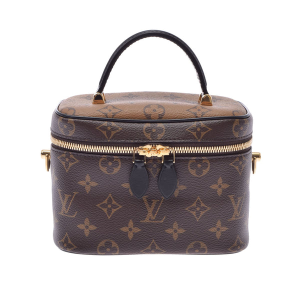 LOUIS VUITTON ルイヴィトン モノグラム リバース ヴァニティ NV PM 2WAY キャメル系/黒 M45165 レディース モノグラムキャンバス ハンドバッグ 新同 中古 銀蔵