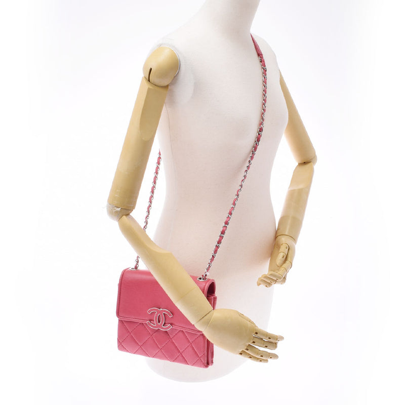 香奈儿Chanel Matrasse连锁肩袋粉红色女士小腿肩带AB级使用Ginzo