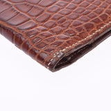 HERMES Hermes Bean Classic Meal Silver Bracket □ H -engraved (around 2004) Unisex alligator long wallet B rank used Ginzo