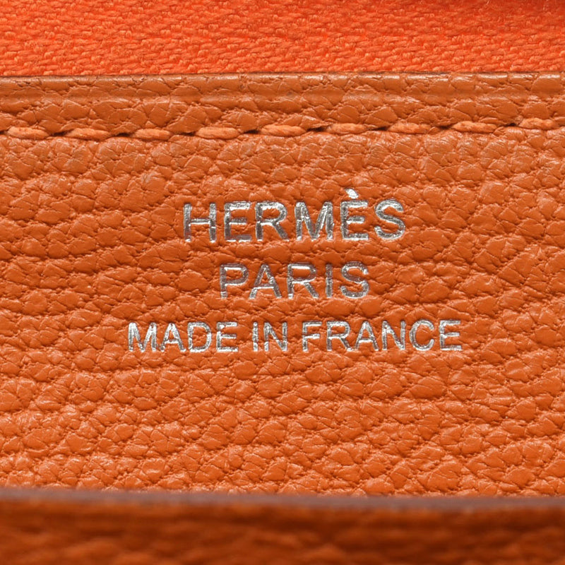 HERMES Hermes Azaplong Orange Silver Bracket X engraved (around 2016) Unisex Togo Long Wallet AB Rank Used Ginzo