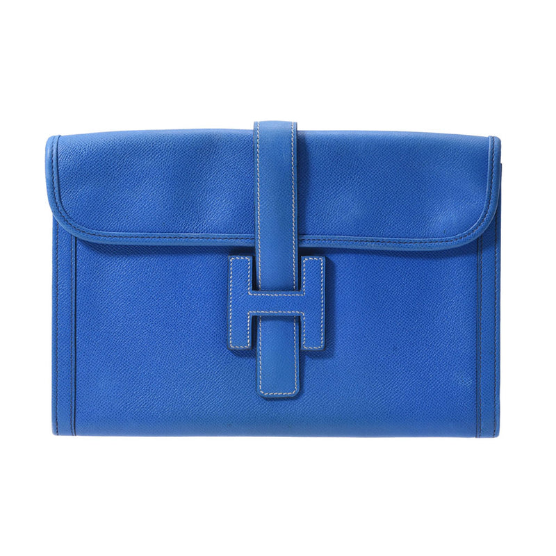 HERMES Hermes Jige PM Blue France ○ T -engraved (around 1990) Unisex Kushbell Clutch Bag B Rank used Ginzo