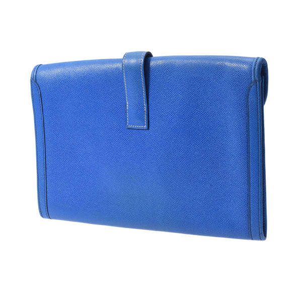 HERMES Hermes Jige PM Blue France ○ T -engraved (around 1990) Unisex Kushbell Clutch Bag B Rank used Ginzo